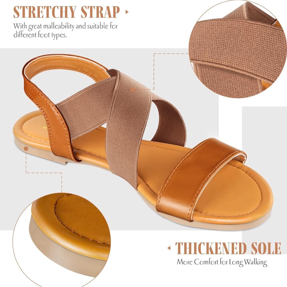 Elegant Tan Sandals with Stretchy Strap